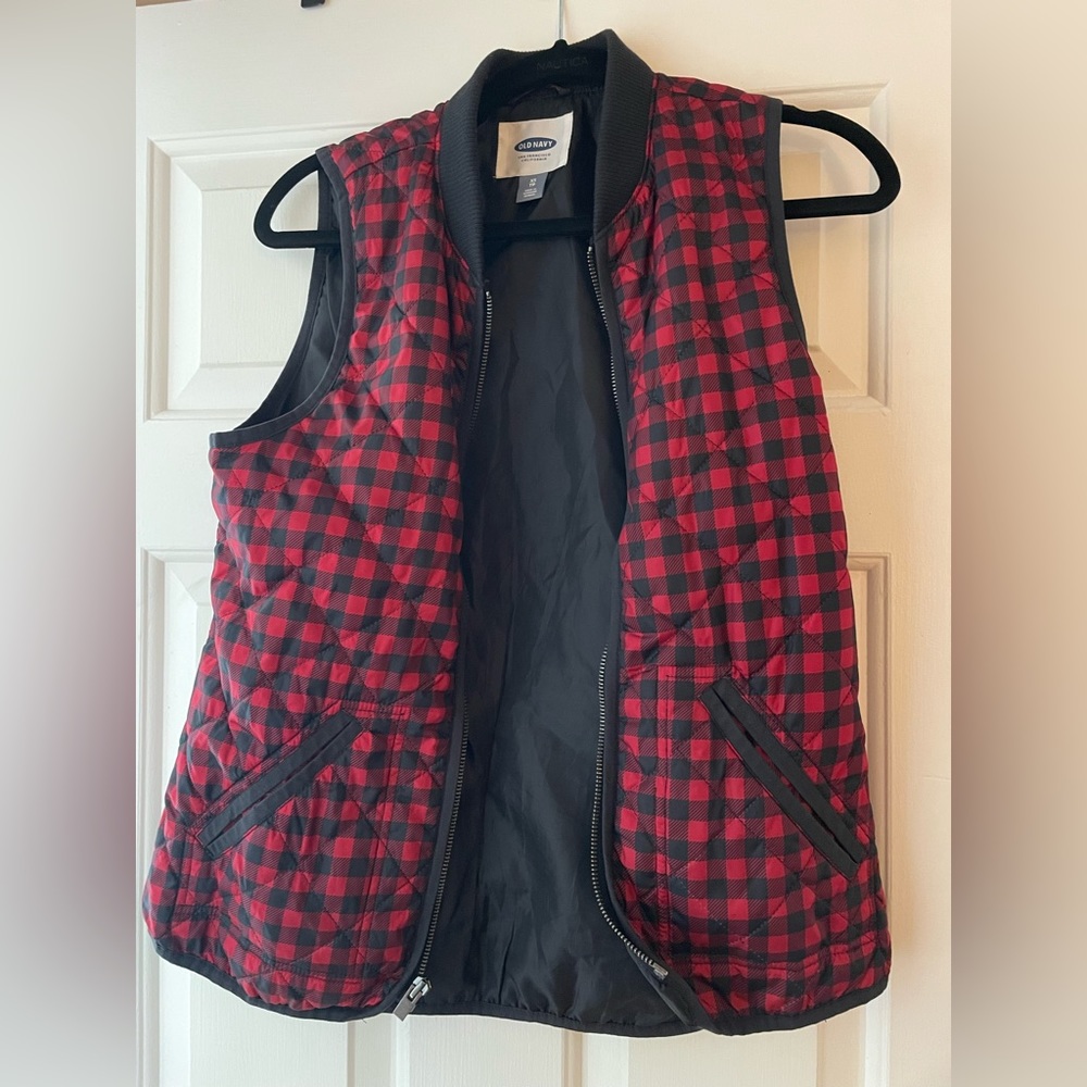 Buffalo plaid lightweight vest - xs